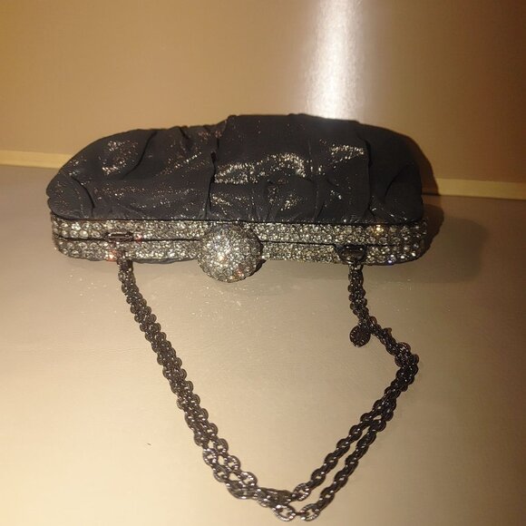 Clara Kasavina Handmade Black Satin & Rhinestone Evening Bag - Picture 2 of 10
